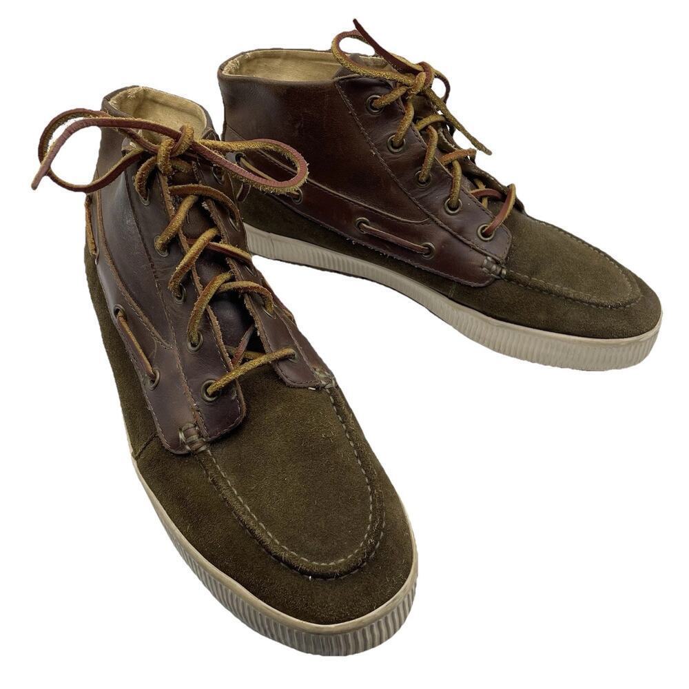 Polo Ralph Lauren Delmont Ankle Boots Men 9.5D Brown Suede Leather Chukka Preppy